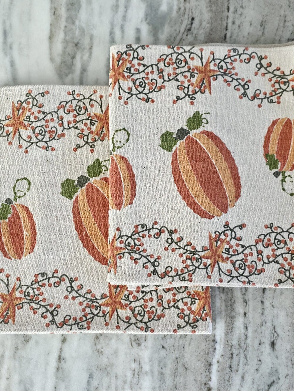 Farmhouse Country Fall Pumpkin Table Runners, Set of 2